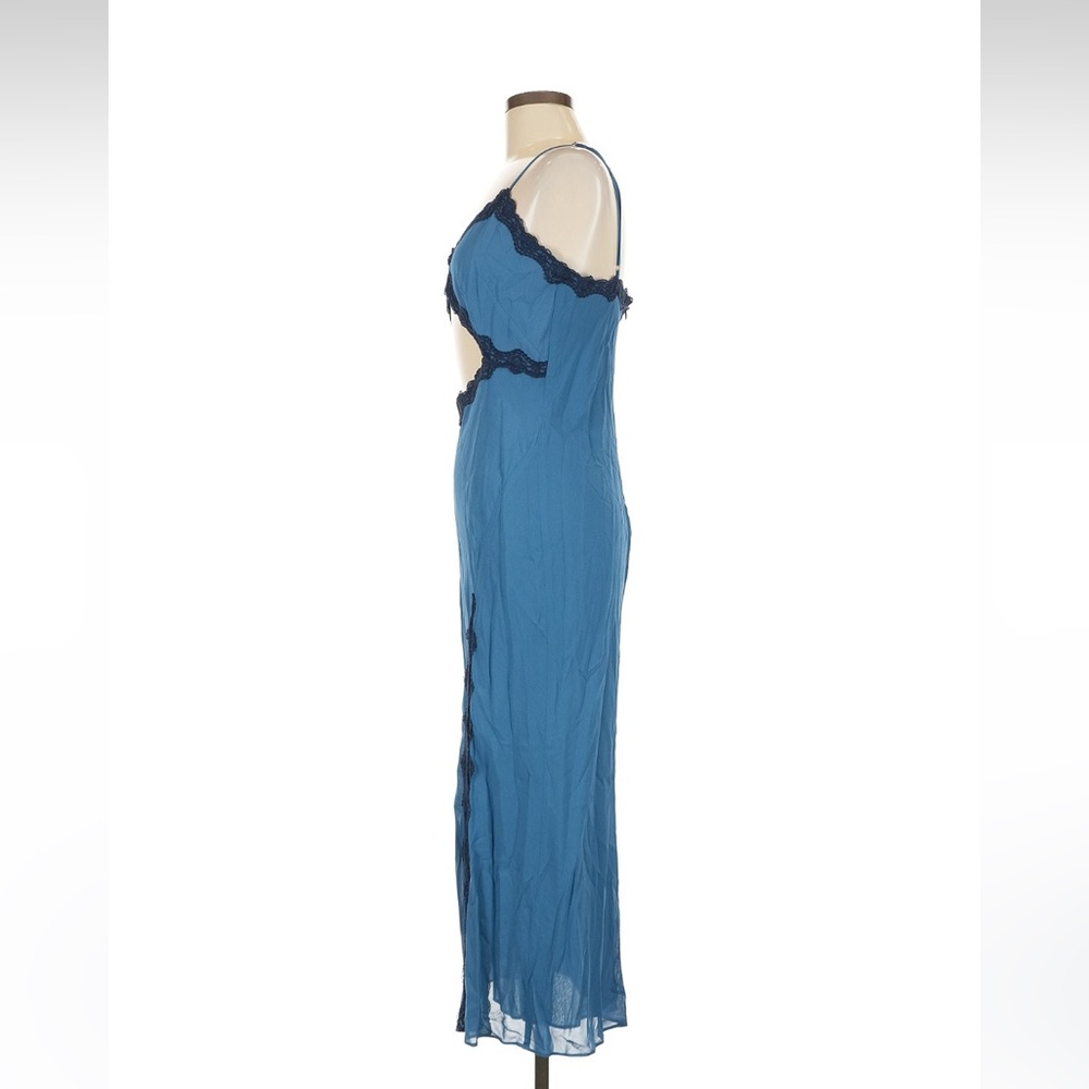 Blue Lace-Trim Slip Midi Dress - Picture 4 of 5